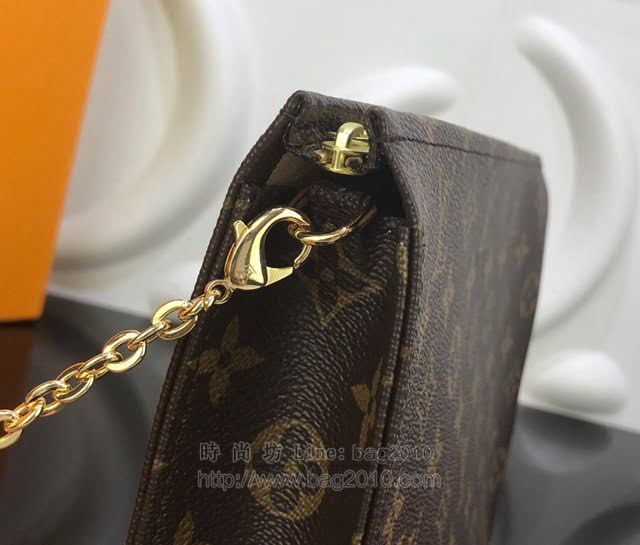 LV女包 M47542 路易威登Monogram帆布化妝盒 LV鏈條小包 LV手拿包 LV斜挎包  ydh3019
